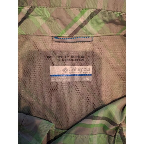 Columbia Green Plaid Button‑Down Shirt  Mens Large Outdoor Casual - Picture 5 of 9